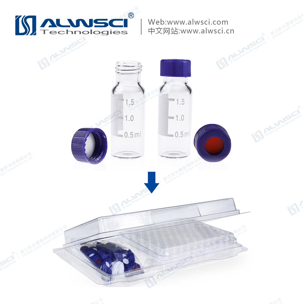 Виалы с крышками в штатив 2 mL Clear Glass 12x32mm 9-425 Screw PTFE/Red silic 1 mm 100pcs/pk, ALWSCI
