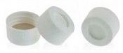24-400 White Open Top PP Screw Cap Bonded with 22mm Natural PTFE/White Silicone Septa 1.5mm Thick. 1