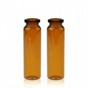 Виалы с коротким горлышком 20mL Amber Glass 22.5x75mm. 20mm Beveled Edge. Rounded-Flat Bottom. Crimp Headspace Vial. 100pcs/pk, ALWSCI