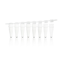 Пробирки в стрипах, 0.2 мл, 8-полос, белые, с прозрач круглой крышкой, нестерил, 1250/уп, PK00194