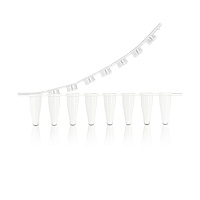 Пробирки в стрипах, 0.1 мл, 8-полос, белые, с прозрач плоской крышкой, нестерил, 1250/уп, PK00188