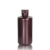 Бутылки HDPE, 1000 мл, винтовые, янтар, с крышками, широкое горло, нестерил, 50/уп, PK00313